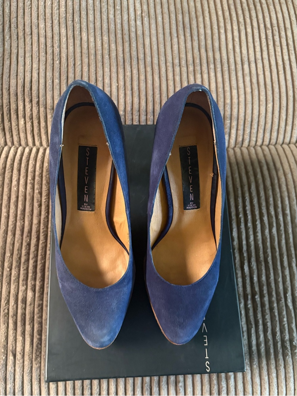 “Steven” by Steve Madden - Lemore Blue Suede High-Heel Platform Pump- Size 6.5